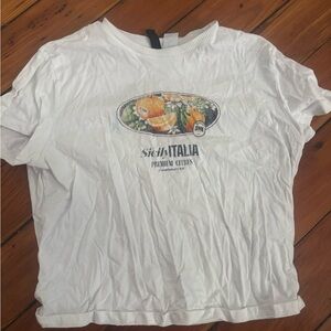 H&M White Graphic Tee with Citrus Design